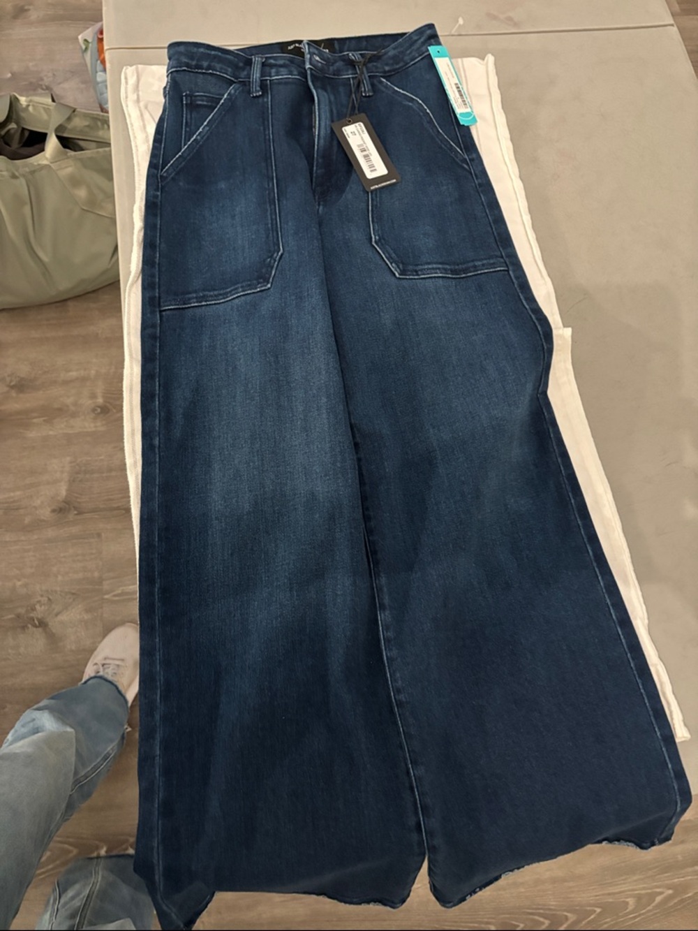 Just Black Deep Indigo Wide Leg Patch Pocket Jeans